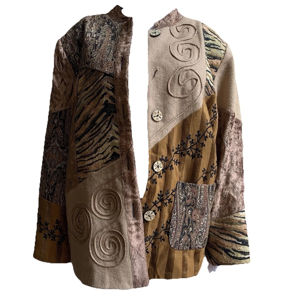 Indigo Moon Jacket Size X1 Multi brown‎ color Embroidered Sequin Womens Boho